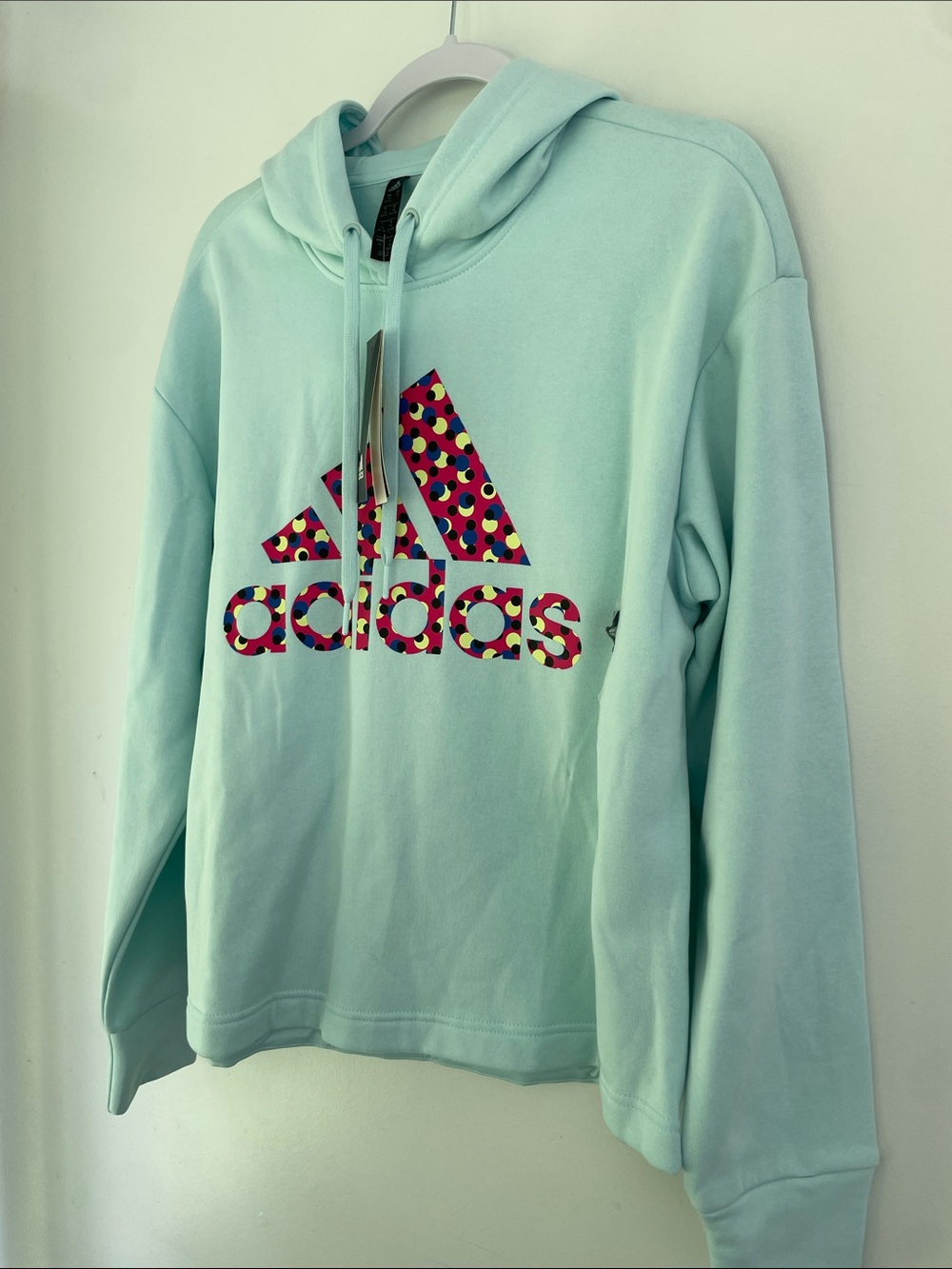 Adidas Mint Green Hoodie with Multicolor Polka-Dot Logo 1X NEW - Picture 4 of 7